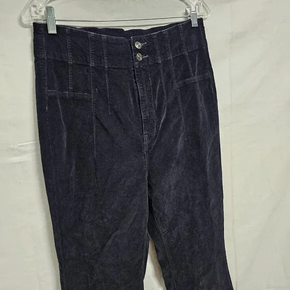 Free People Jayde Seamed Corduroy Flare Pants Size 31 Black - Picture 3 of 16